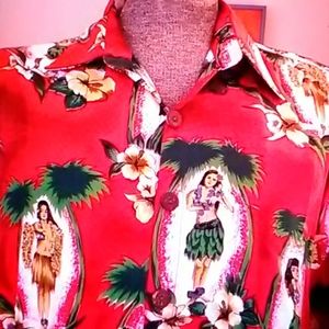 Vintage 80s hula girls hawaiian shirt